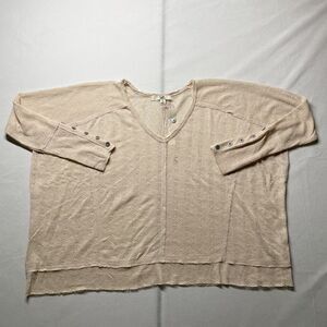 NWT Ya Los Angeles Women's Beige Lightweight Textured Knit Top Size S